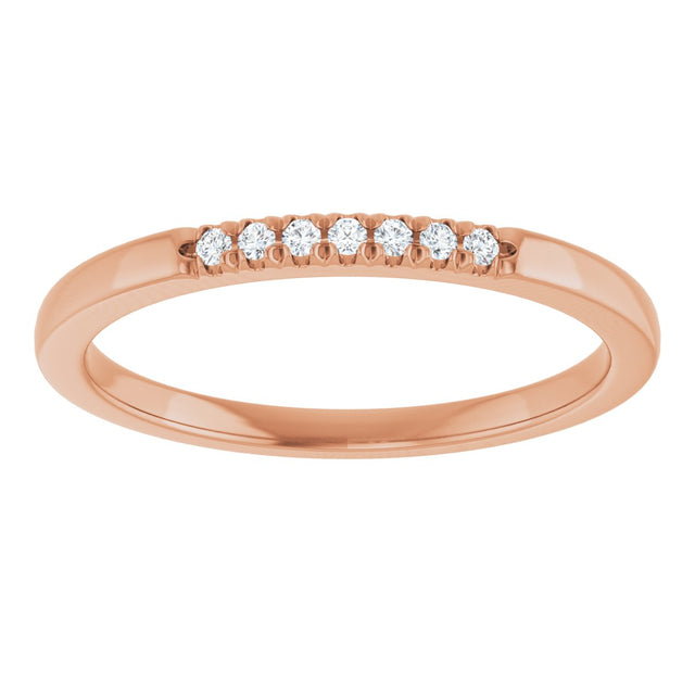 14K Gold Round Lab-Grown Diamond French-Set Seven-Stone Anniversary Band – .03–1/5 CTW - Rose Gold - view 3