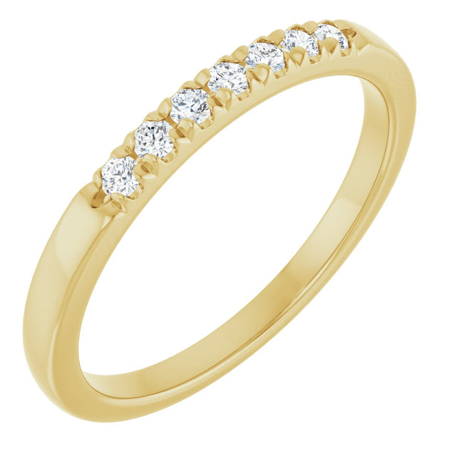 14K Gold Round Natural Diamond French-Set Seven-Stone Anniversary Band – .03–1/5 CTW - Yellow Gold