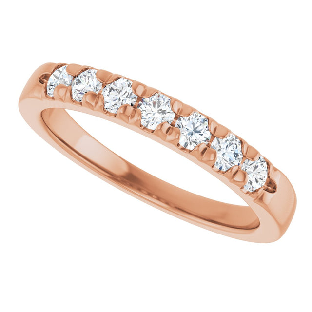 14K Gold Round Natural Diamond French-Set Seven-Stone Anniversary Band – 1/4–7/8 CTW - Rose Gold - view 5