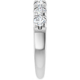 14K Gold Round Natural Diamond French-Set Seven-Stone Anniversary Band – 1 CTW - White Gold - view 4