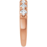 14K Gold Round Natural Diamond French-Set Seven-Stone Anniversary Band – 1 CTW - Rose Gold - view 4