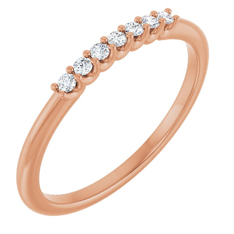14K Gold Round Lab-Grown Diamond U-Prong Seven-Stone Anniversary Band – 1.5 mm Stones - Rose Gold