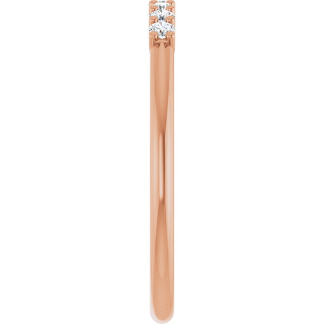 14K Gold Round Lab-Grown Diamond U-Prong Seven-Stone Anniversary Band – 1.75 mm Stones - Rose Gold - view 4