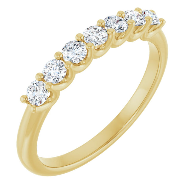 14K Gold Round Lab-Grown Diamond U-Prong Seven-Stone Anniversary Band – 2.5 mm Stones - Yellow Gold