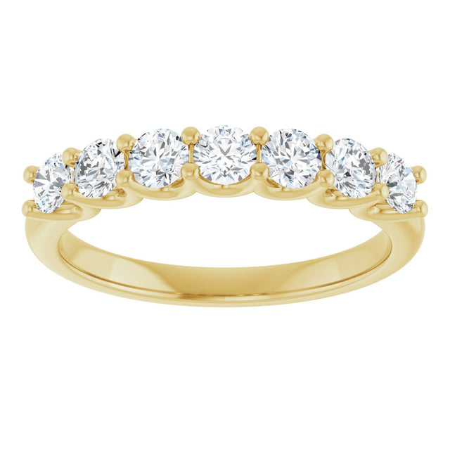 14K Gold Round Natural Diamond U-Prong Seven-Stone Anniversary Band – 3 mm Stones - Yellow Gold - view 3