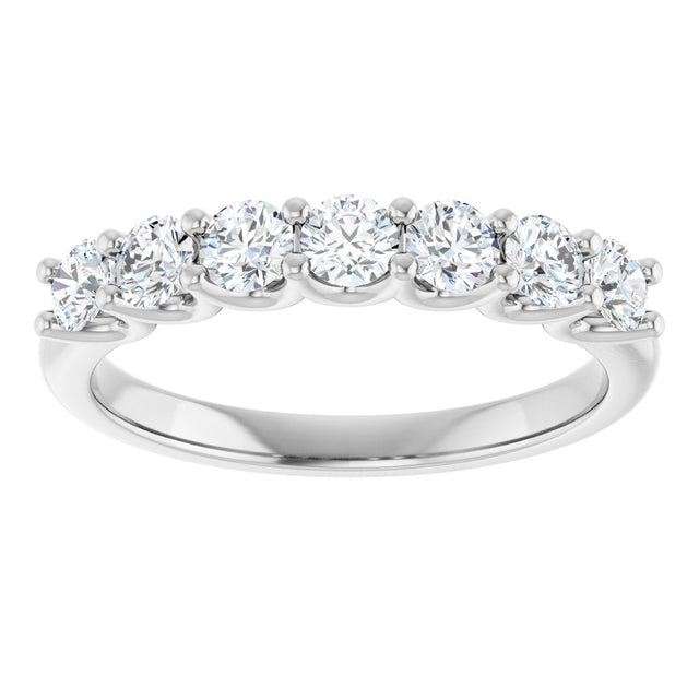 Platinum Round Lab-Grown Diamond U-Prong Seven-Stone Anniversary Band – 3 mm Stones - view 3