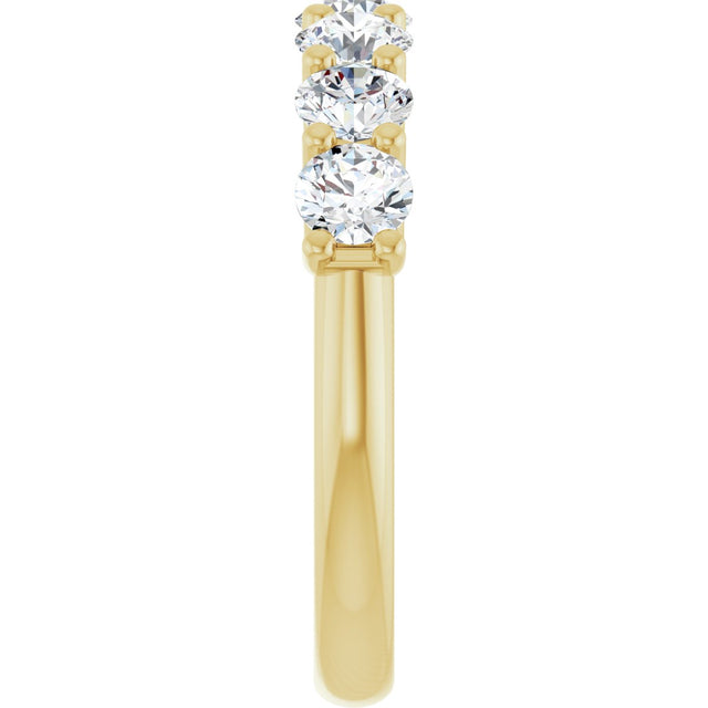 14K Gold Round Natural Diamond U-Prong Seven-Stone Anniversary Band – 3.8 mm Stones - Yellow Gold - view 4
