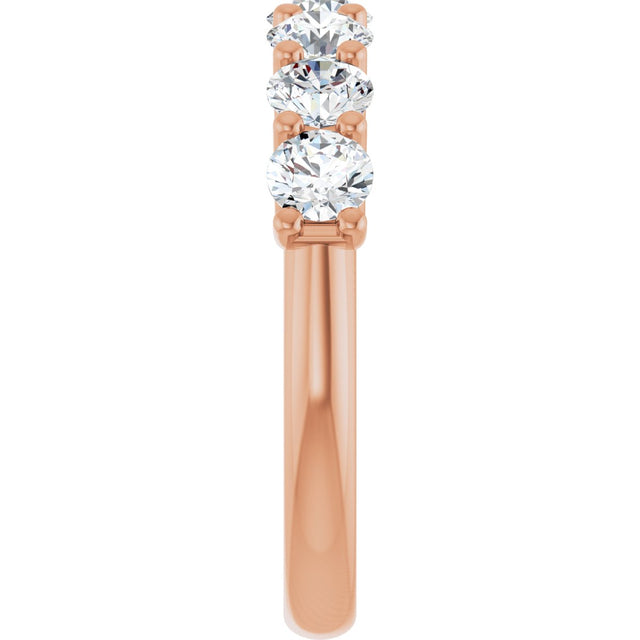 14K Gold Round Natural Diamond U-Prong Seven-Stone Anniversary Band – 3.8 mm Stones - Rose Gold - view 4
