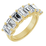 14K Gold Emerald Natural Diamond U-Prong Seven-Stone Anniversary Band – 2 1/6–4 1/5 CTW - Yellow Gold