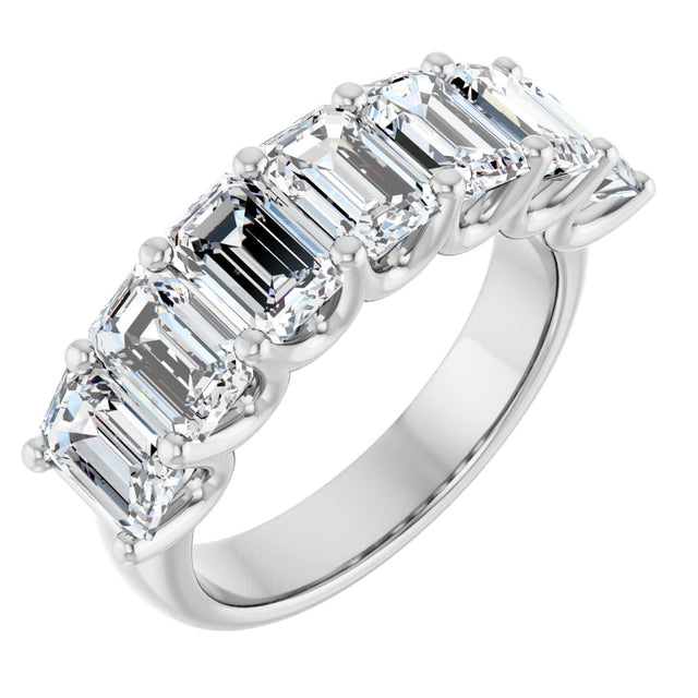 Platinum Emerald Lab-Grown Diamond U-Prong Seven-Stone Anniversary Band – 2 1/6–4 1/5 CTW