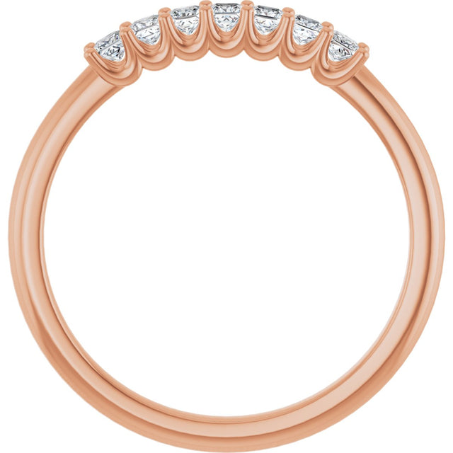 14K Gold Square Natural Diamond U-Prong Seven-Stone Anniversary Band – 1/6–5/8 CTW - Rose Gold - view 2