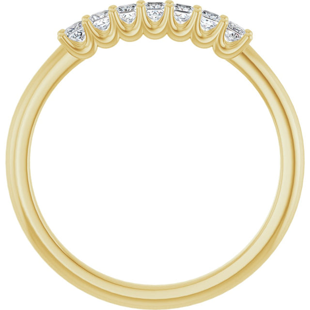 14K Gold Square Natural Diamond U-Prong Seven-Stone Anniversary Band – 1/6–5/8 CTW - Yellow Gold - view 2
