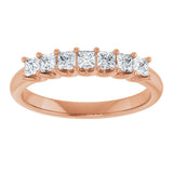 14K Gold Square Natural Diamond U-Prong Seven-Stone Anniversary Band – 1/6–5/8 CTW - Rose Gold - view 3