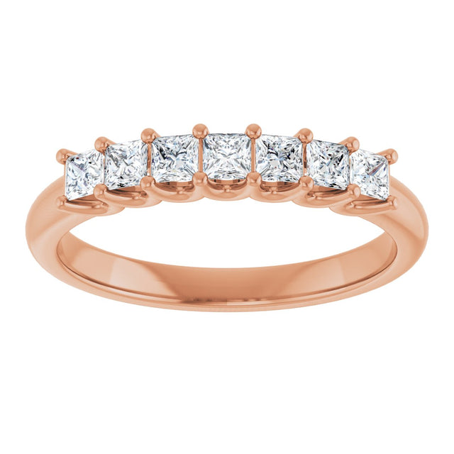 14K Gold Square Natural Diamond U-Prong Seven-Stone Anniversary Band – 1/6–5/8 CTW - Rose Gold - view 3