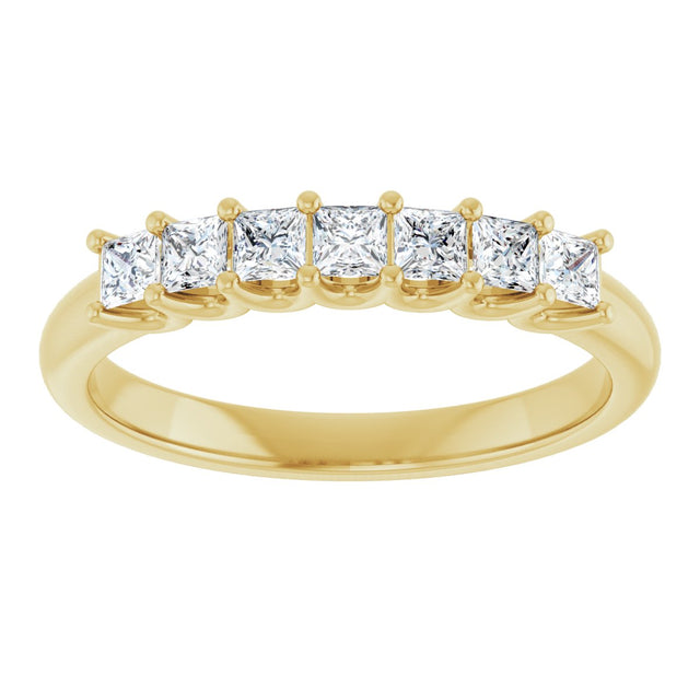 14K Gold Square Natural Diamond U-Prong Seven-Stone Anniversary Band – 1/6–5/8 CTW - Yellow Gold - view 3