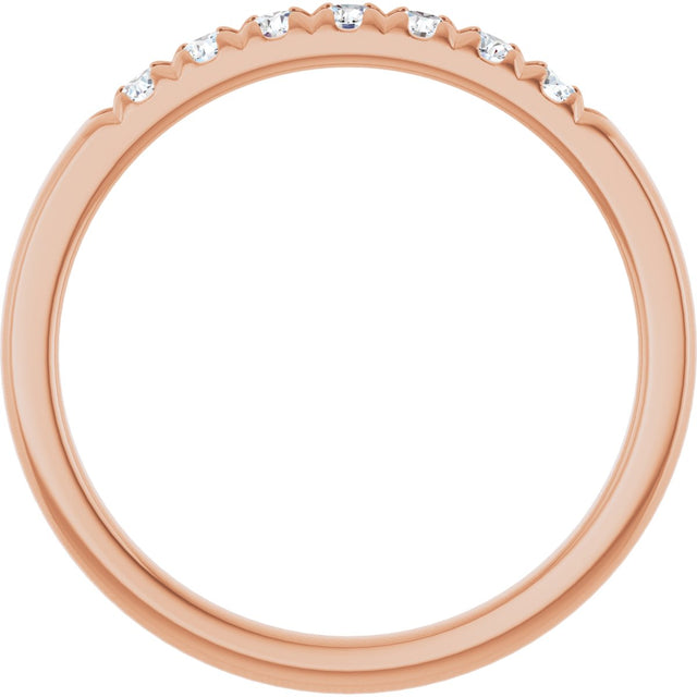 14K Gold Round Natural Diamond French-Set Seven-Stone Anniversary Band – .03–1/5 CTW - Rose Gold - view 2