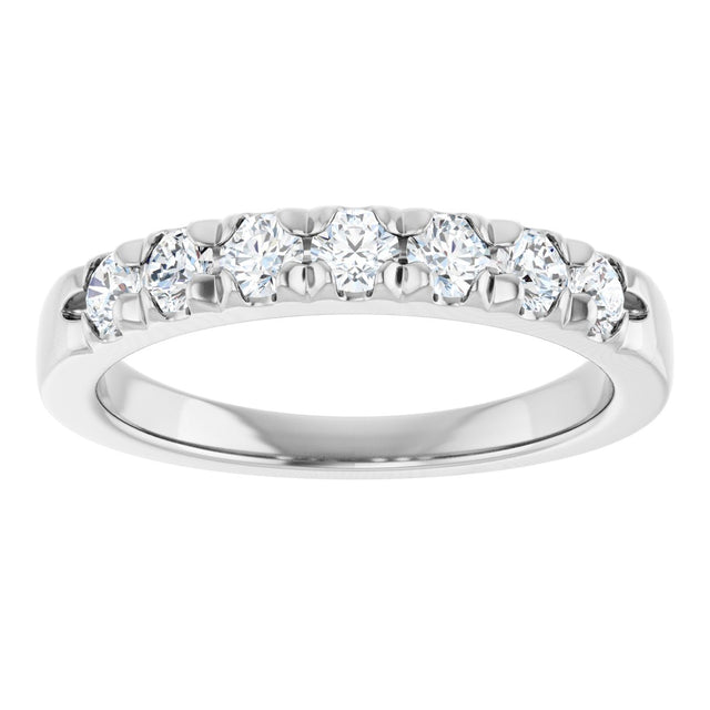 Platinum Round Natural Diamond French-Set Seven-Stone Anniversary Band – .03–1 CTW - view 3