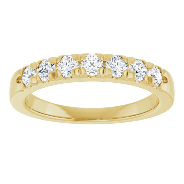 14K Gold Round Natural Diamond French-Set Seven-Stone Anniversary Band – 1/4–7/8 CTW - Yellow Gold - view 3