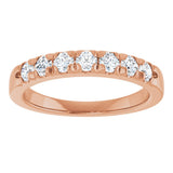 14K Gold Round Natural Diamond French-Set Seven-Stone Anniversary Band – 1/4–7/8 CTW - Rose Gold - view 3