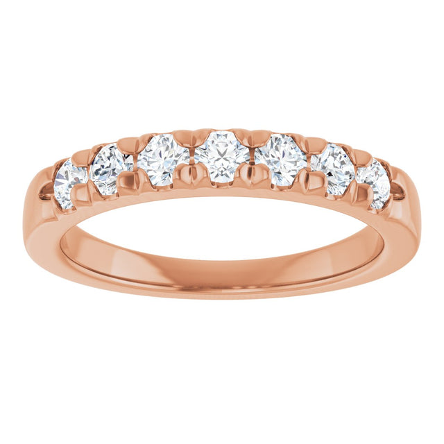 14K Gold Round Natural Diamond French-Set Seven-Stone Anniversary Band – 1/4–7/8 CTW - Rose Gold - view 3