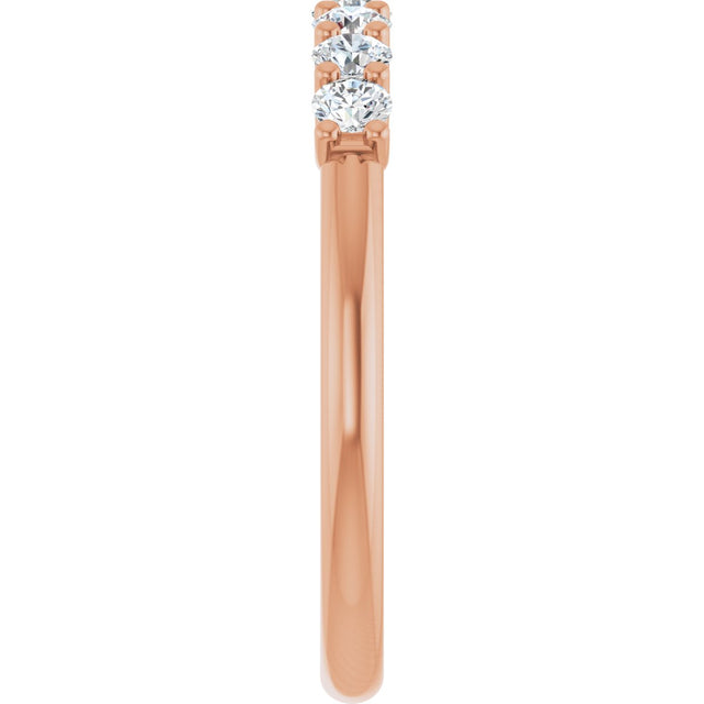 14K Gold Round Lab-Grown Diamond U-Prong Seven-Stone Anniversary Band – 2.5 mm Stones - Rose Gold - view 4