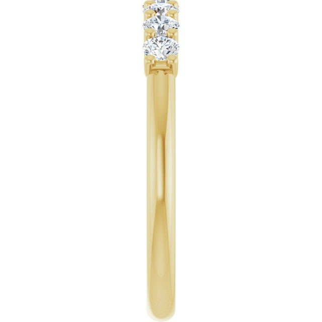 14K Gold Round Natural Diamond U-Prong Seven-Stone Anniversary Band – 2.5 mm Stones - Yellow Gold - view 4