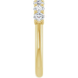 14K Gold Round Natural Diamond U-Prong Seven-Stone Anniversary Band – 2.75 mm Stones - Yellow Gold - view 4