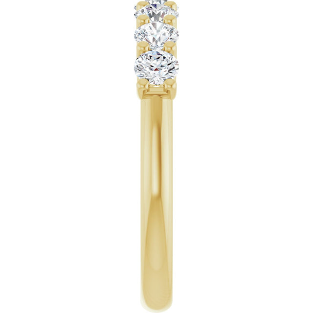 14K Gold Round Natural Diamond U-Prong Seven-Stone Anniversary Band – 2.75 mm Stones - Yellow Gold - view 4