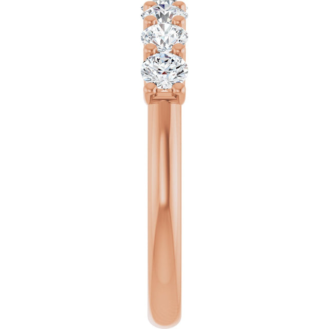 14K Gold Round Natural Diamond U-Prong Seven-Stone Anniversary Band – 2.75 mm Stones - Rose Gold - view 4