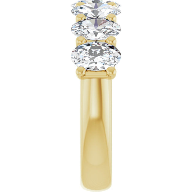 14K Gold Oval Lab-Grown Diamond U-Prong Seven-Stone Anniversary Band – 6x4 mm Stones - Yellow Gold - view 4