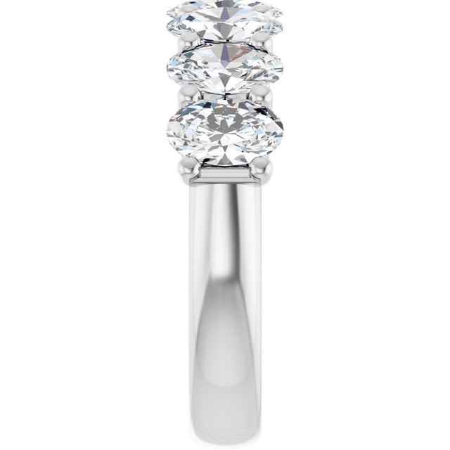14K Gold Oval Lab-Grown Diamond U-Prong Seven-Stone Anniversary Band – 6x4 mm Stones - White Gold - view 4