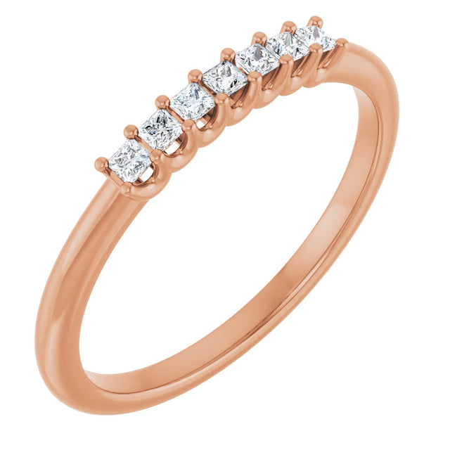 14K Gold Square Lab-Grown Diamond U-Prong Seven-Stone Anniversary Band – 1/6–7/8 CTW - Rose Gold
