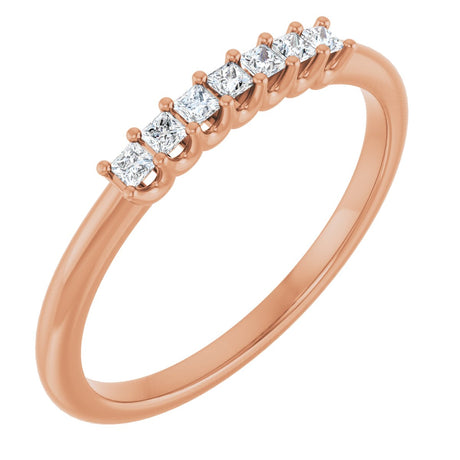 14K Gold Square Natural Diamond U-Prong Seven-Stone Anniversary Band – 1/6–5/8 CTW - Rose Gold