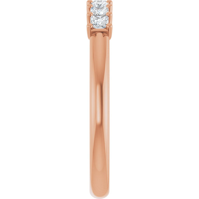 14K Gold Square Lab-Grown Diamond U-Prong Seven-Stone Anniversary Band – 1/6–7/8 CTW - Rose Gold - view 4