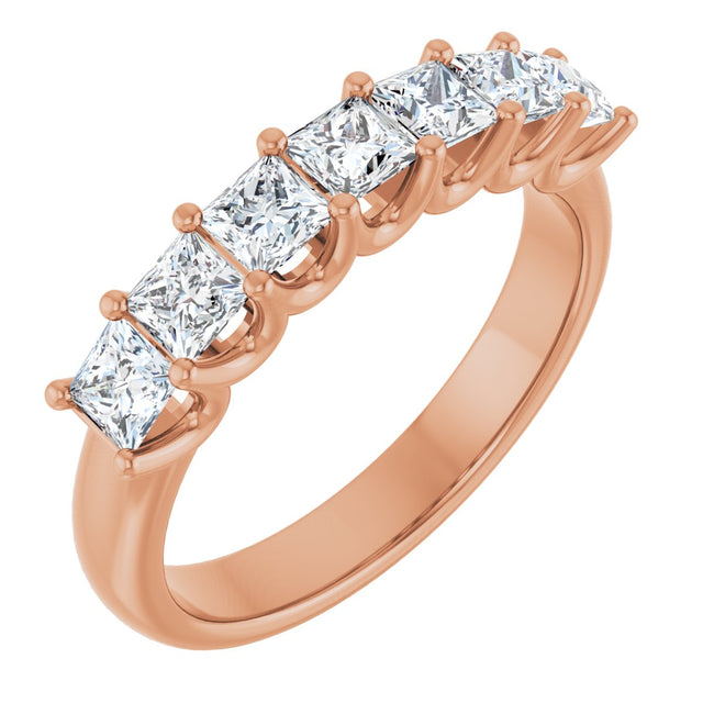 14K Gold Square Lab-Grown Diamond U-Prong Seven-Stone Anniversary Band – 1 1/6–1 3/4 CTW - Rose Gold