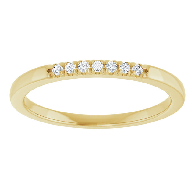 14K Gold Round Natural Diamond French-Set Seven-Stone Anniversary Band – .03–1/5 CTW - Yellow Gold - view 3