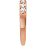 14K Gold Round Natural Diamond French-Set Seven-Stone Anniversary Band – 1/4–7/8 CTW - Rose Gold - view 4