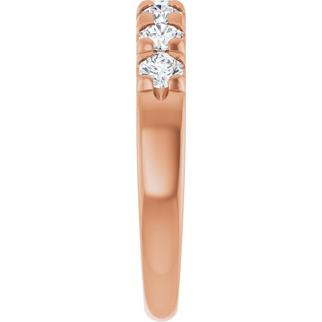 14K Gold Round Natural Diamond French-Set Seven-Stone Anniversary Band – 1/4–7/8 CTW - Rose Gold - view 4