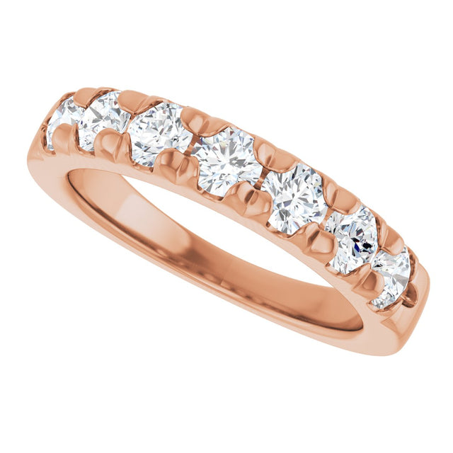 14K Gold Round Lab-Grown Diamond French-Set Seven-Stone Anniversary Band – 1 1/8 CTW - Rose Gold - view 5