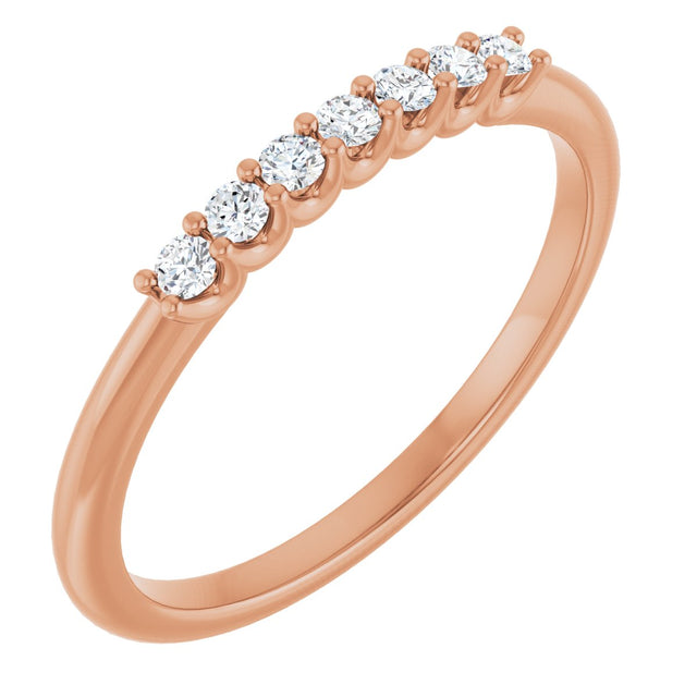 14K Gold Round Natural Diamond U-Prong Seven-Stone Anniversary Band – 1.5 mm Stones - Rose Gold