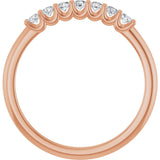 14K Gold Round Natural Diamond U-Prong Seven-Stone Anniversary Band – 2 mm Stones - Rose Gold - view 2
