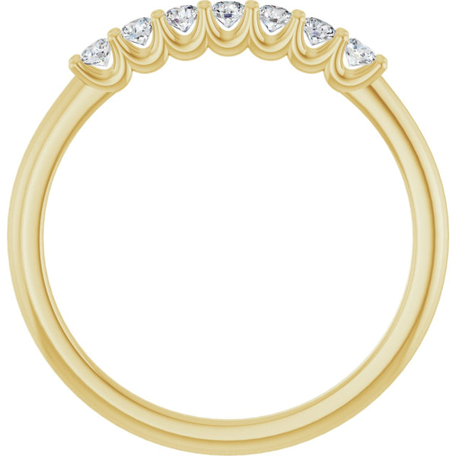 14K Gold Round Natural Diamond U-Prong Seven-Stone Anniversary Band – 2 mm Stones - Yellow Gold - view 2