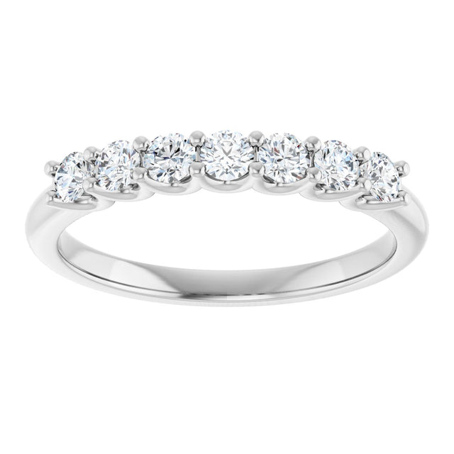 Platinum Round Lab-Grown Diamond U-Prong Seven-Stone Anniversary Band – 2.5 mm Stones - view 3
