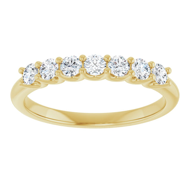14K Gold Round Lab-Grown Diamond U-Prong Seven-Stone Anniversary Band – 2.5 mm Stones - Yellow Gold - view 3