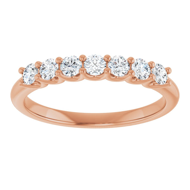 14K Gold Round Lab-Grown Diamond U-Prong Seven-Stone Anniversary Band – 2.5 mm Stones - Rose Gold - view 3