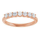 14K Gold Round Natural Diamond U-Prong Seven-Stone Anniversary Band – 2.5 mm Stones - Rose Gold - view 3