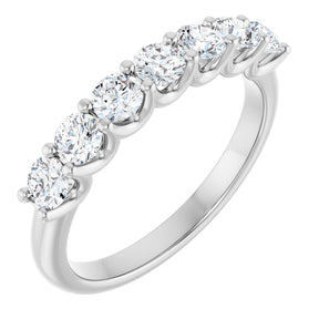 Platinum Round Natural Diamond U-Prong Seven-Stone Anniversary Band – 2.75 mm Stones