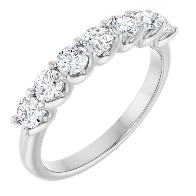 Platinum Round Natural Diamond U-Prong Seven-Stone Anniversary Band – 2.75 mm Stones