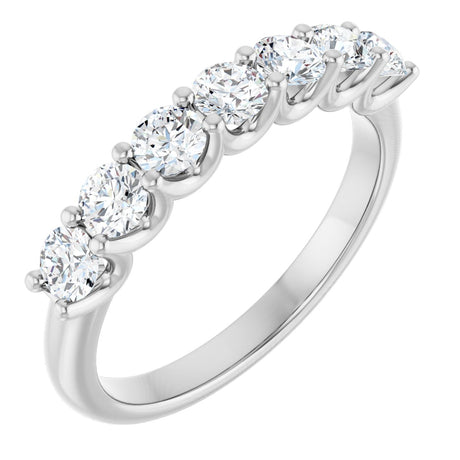 Platinum Round Lab-Grown Diamond U-Prong Seven-Stone Anniversary Band – 3.2 mm Stones