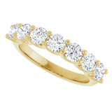 14K Gold Round Natural Diamond U-Prong Seven-Stone Anniversary Band – 3.8 mm Stones - Yellow Gold - view 5